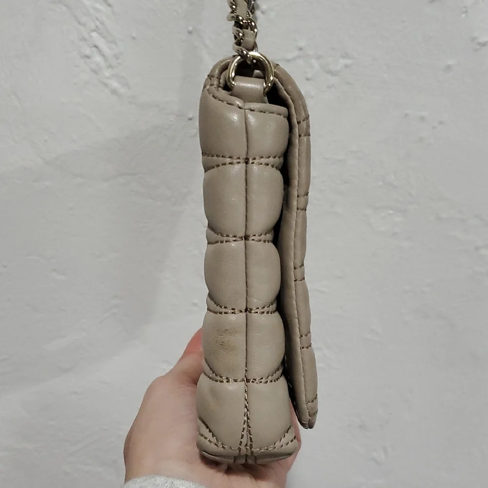 Kate Spade Elegant Taupe Quilted Crossbody Bag